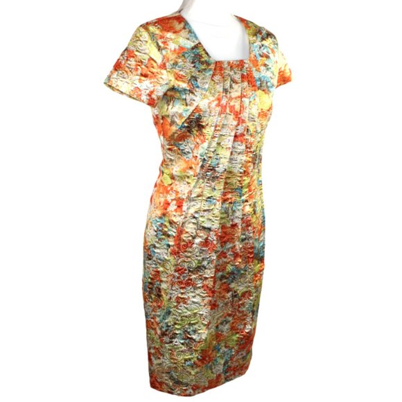 Erin Healy One of a Kind Custom Made Orange Blossom Polished Brocade Dre… - Picture 7 of 11